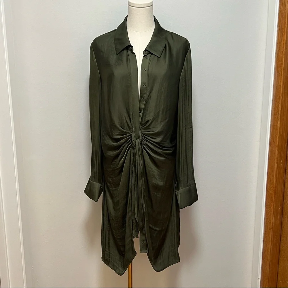 Steve Madden Olive Green Women's Satin Dress - Picture 1 of 7